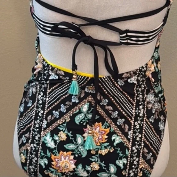 Nanette Lepore Black Floral Halter One-Piece Swimsuit. NWOT - Picture 5 of 6